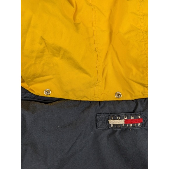 Vintage Tommy Hilfiger Jacket Down Puffer Coat Navy Blue Mens Size XL 90s Hooded - Picture 9 of 14